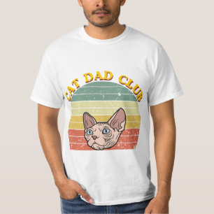 Cat Dad Club Vintage Sphynx Kat Retro Zonsondergan T-shirt