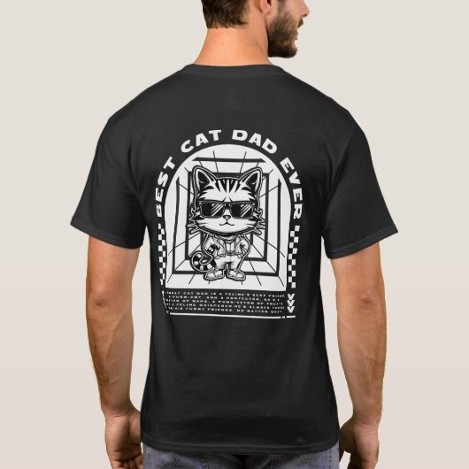 Cat Dad Cool White Tekst T-shirt (Achterkant)