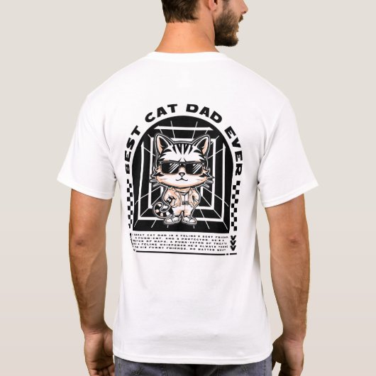Cat Dad Cool Zwarte Tekst T-shirt (Achterkant)