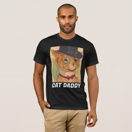 CAT DAD DADDY TOP HAT ART T-SHIRS T - SHIRTS (Voorkant volledig)