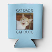 Cat Dad Dude Fathers Day Custom 2-foto tekst blauw Blikjeskoeler (Voorkant)
