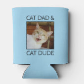 Cat Dad Dude Fathers Day Custom 2-foto tekst blauw Blikjeskoeler (Achterkant)