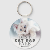 Cat Dad Gepersonaliseerde foto van huisdieren Sleutelhanger (Achterkant)