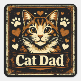 Cat Dad – Proud Feline Father Humor Love Vierkante Sticker