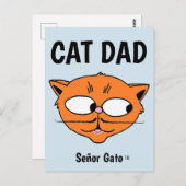 "CAT DAD" Señor Gato Mustache Cat Briefkaart (Voorkant / Achterkant)