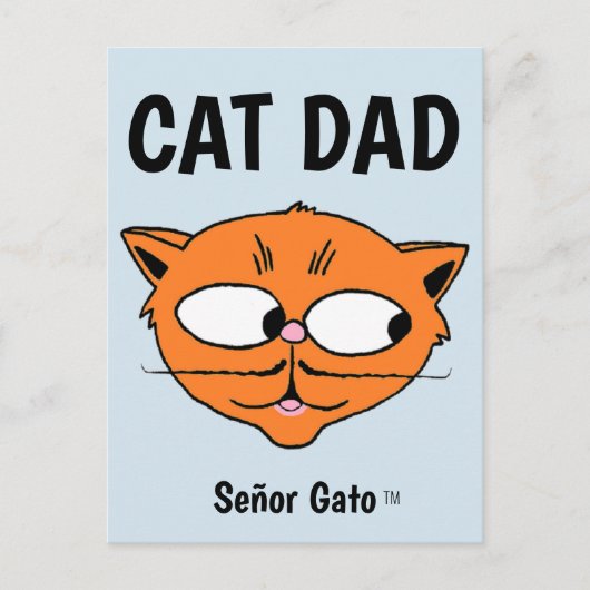 "CAT DAD" Señor Gato Mustache Cat Briefkaart (Voorkant)