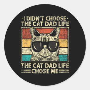 Cat Dad Shirten voor mannen Funny Cat Dad Vaderdag Ronde Sticker
