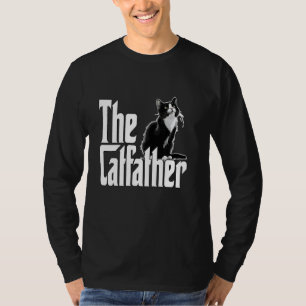 Cat Dad The Catfather Cute Black and White Cat Fat T-shirt