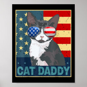 Cat Daddy Amerikaanse Vlag 4 juli Vaderdag Grappig Poster