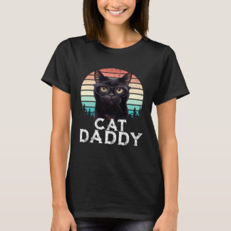 Cat Daddy Black Cat Vintage Eighties Style Cat Ret T-shirt
