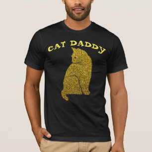 CAT DADDY FAUX GOLD GLITTER BLACK T-SHIRS T-SHIRT