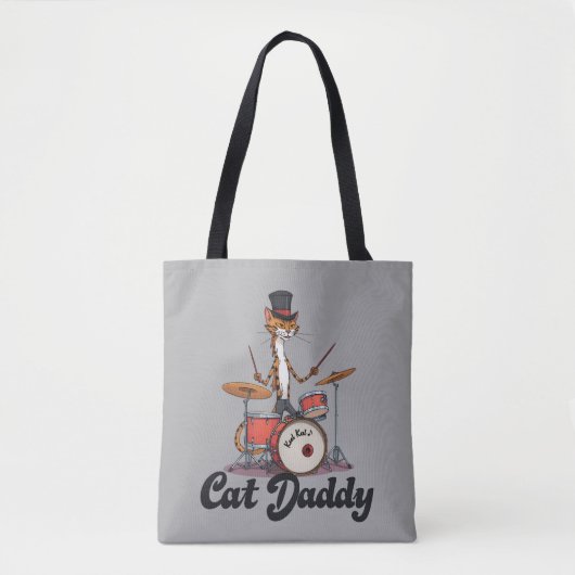 Cat Daddy Musician Drummer | Tabby Cats Art Lover Draagtas (Voorkant)