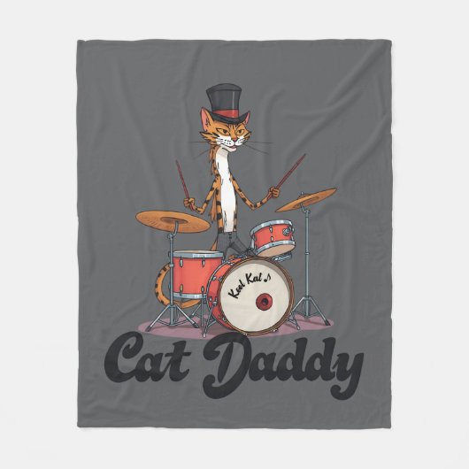 Cat Daddy Musician Drummer | Tabby Cats Art Lover Fleece Deken (Voorkant)