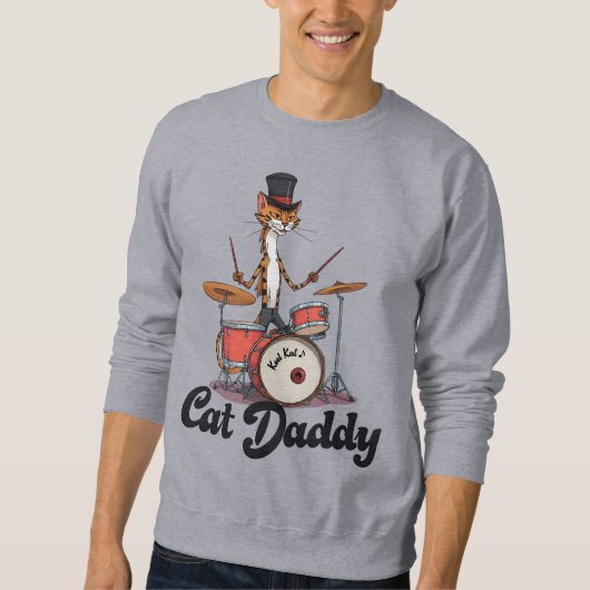 Cat Daddy Musician Drummer | Tabby Cats Art Lover Trui (Voorkant)