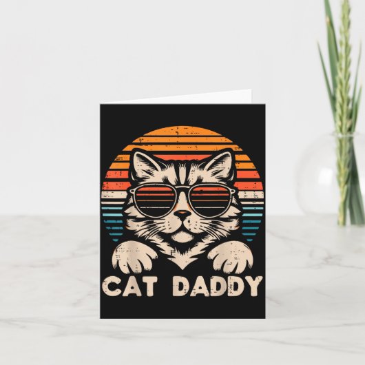 Cat Daddy Sungles Sunset Retro Fur Dad Papa Kitten Kaart (Voorkant)