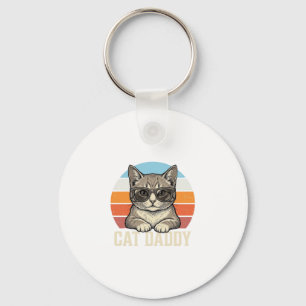 Cat Daddy Vintage Sunset Cool Cat Shirt Design_1 Sleutelhanger