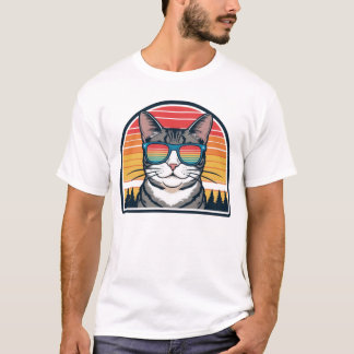 Cat Daddy Zonnebril Sunset Retro Bont Papa Vader T-shirt
