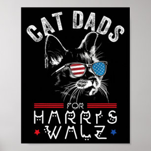 Cat Dads voor Harris Waltz 2024 Amerikaanse vlag Poster