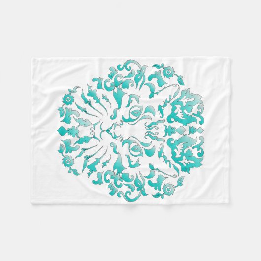 Cat Damask Fleece Blanket (Voorkant (Horizontaal))