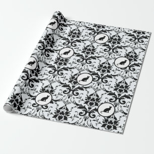 Cat Damask in lichtblauw Cadeaupapier