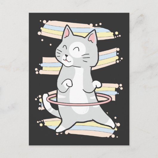 Cat Dance Lover Cute Hula Hoop Kat Briefkaart (Voorkant)