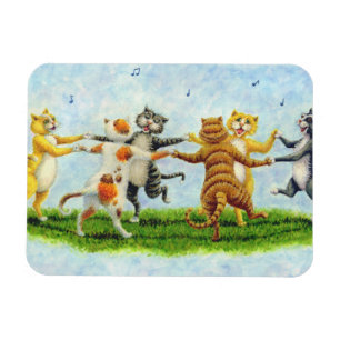 CAT DANCE SINGING FELINE MAGNET *Personalize Magneet