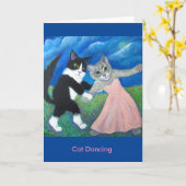 Cat Dancing Wenskaart Kaart (Gele Bloem)
