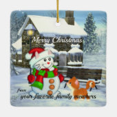 Cat de neige adorable Ornement en céramique de Noë (Dos)