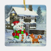 Cat de neige adorable Ornement en céramique de Noë (Devant)