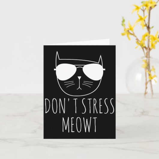 Cat Design Funny Pun Don't Stress Meowt Funny Sayi Kaart (Gele Bloem)