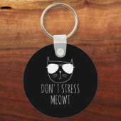 Cat Design Funny Pun Don't Stress Meowt Funny Sayi Sleutelhanger (Voorkant)