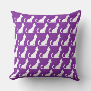 Cat Design Paarse Sierkussen