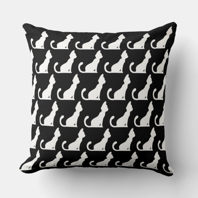 Cat Design zwart Sierkussen (Voorkant)