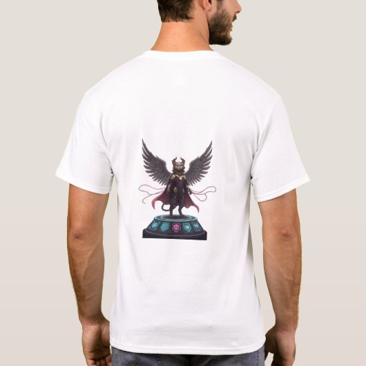 Cat Devil Angel Warrior"Mannen Basic T-shirt (Achterkant)