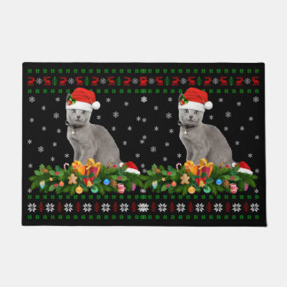 Cat Dierenvriend Santa Hat Oegaal Russisch Blauwe  Deurmat