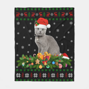 Cat Dierenvriend Santa Hat Oegaal Russisch Blauwe  Fleece Deken