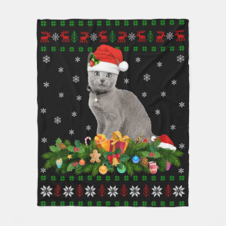 Cat Dierenvriend Santa Hat Oegaal Russisch Blauwe  Fleece Deken