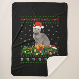 Cat Dierenvriend Santa Hat Oegaal Russisch Blauwe  Sherpa Deken