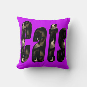 Cat Dimensional Logo, Magenta Throw Cushion. Kussen