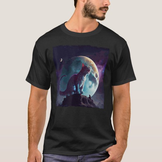 Cat Dinosaur Moon T-shirt (Voorkant)