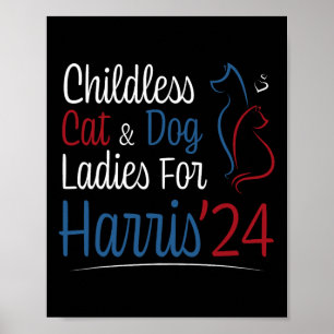 Cat Dog Lady Ladies Shirt voor Kamala Harris 2024 Poster