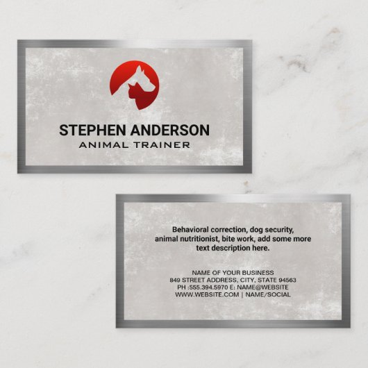 Cat Dog Logo | Metaalgrens Visitekaartje (Voorkant / Achterkant)