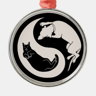 Cat-Dog Yin-Yang Metalen Ornament