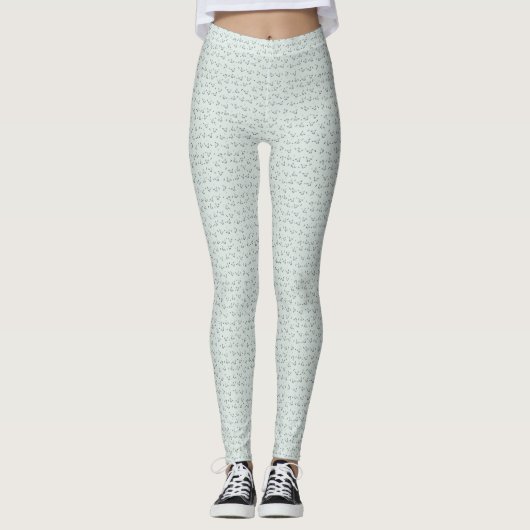 Cat Doodle Leggings – Sage Green (Voorkant)