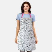 Cat Doodles, Funny Black and White Katten Pattern Schort (Gedragen)