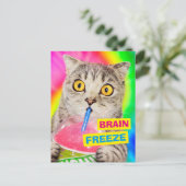 Cat Drink Slushie Uitnodiging Briefkaart (Staand voorkant)