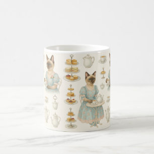Cat drinkt 's middags thee in Londen Engeland Koffiemok