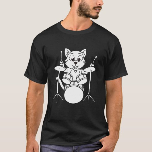 Cat Drummer qoute cat Playing Drums cool Percussio T-shirt (Voorkant)