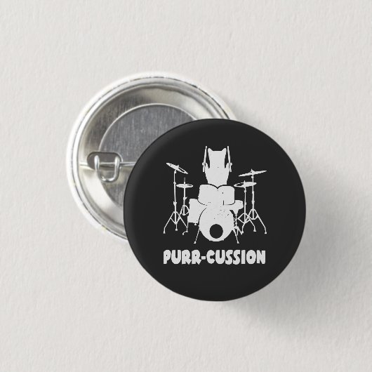 Cat Drummer Spint Cussion Funny Ronde Button 3,2 Cm (Voorkant /achterkant)