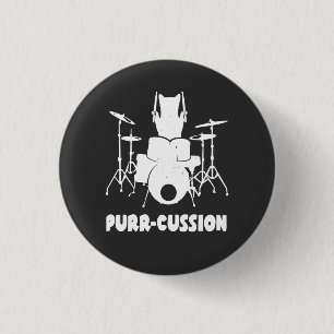 Cat Drummer Spint Cussion Funny Ronde Button 3,2 Cm